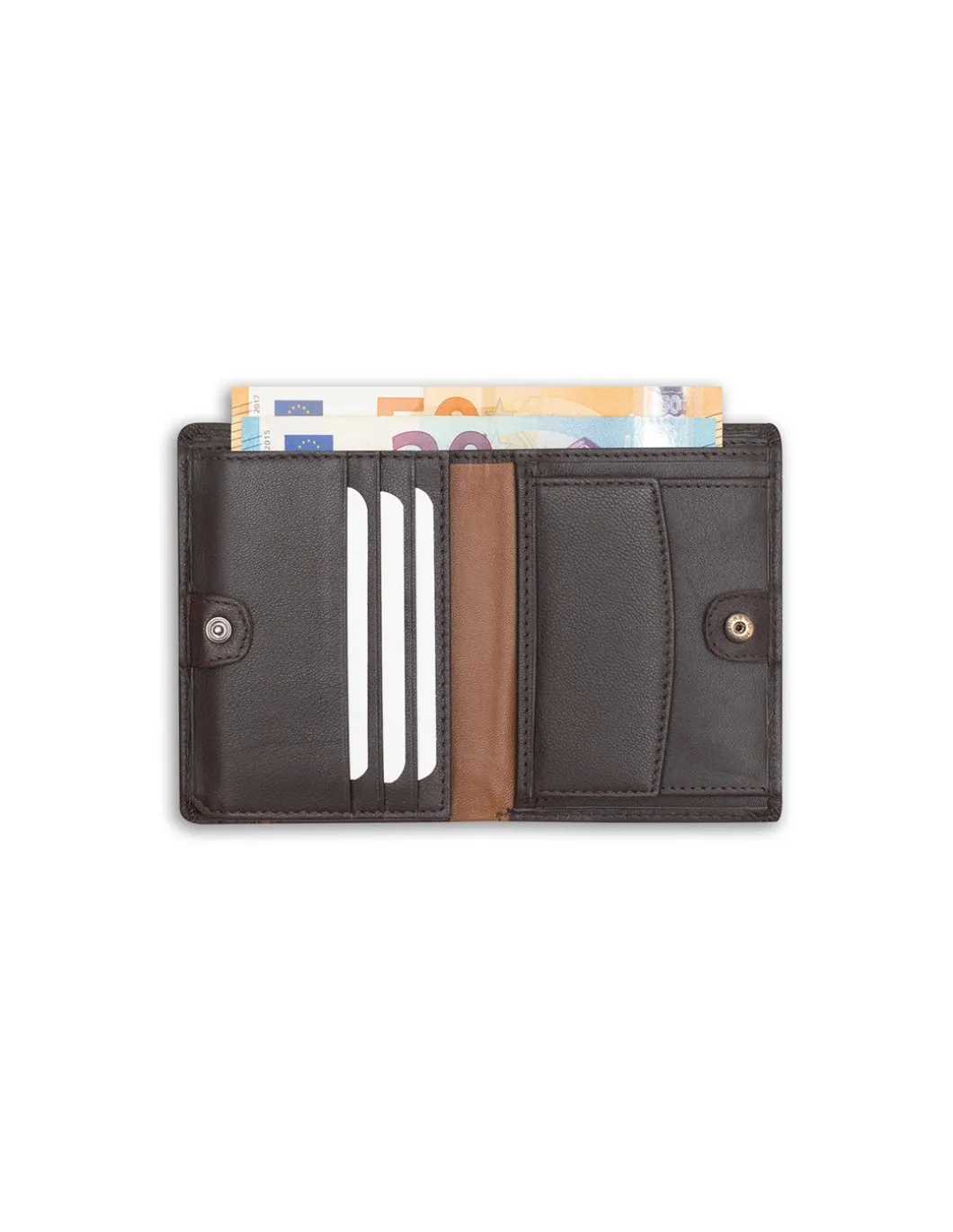 MONPIEL Billetera con Broche Dentro y Monedero Raya Lateral*Hombre Carteras Hombre Piel