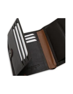 MONPIEL Billetera con Broche Dentro y Monedero Raya Lateral*Hombre Carteras Hombre Piel