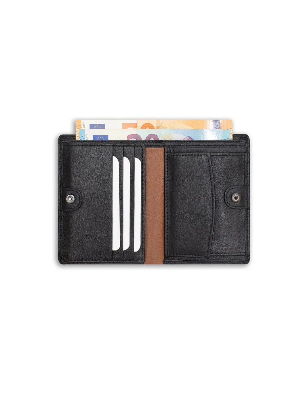 MONPIEL Billetera con Broche Dentro y Monedero Raya Lateral*Hombre Carteras Hombre Piel