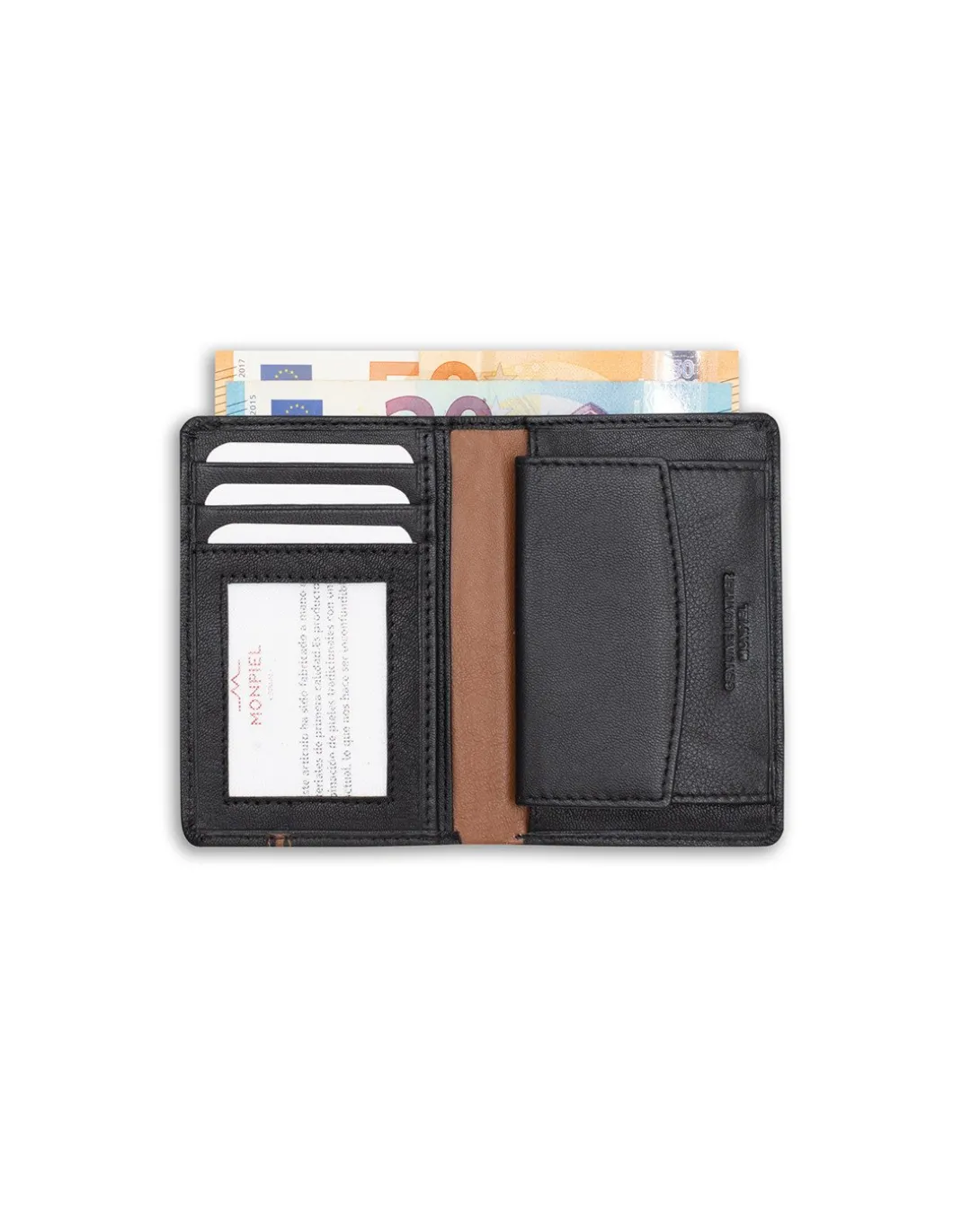 MONPIEL Billetera Pequena con Monedero Raya Lateral*Hombre Carteras Hombre Piel