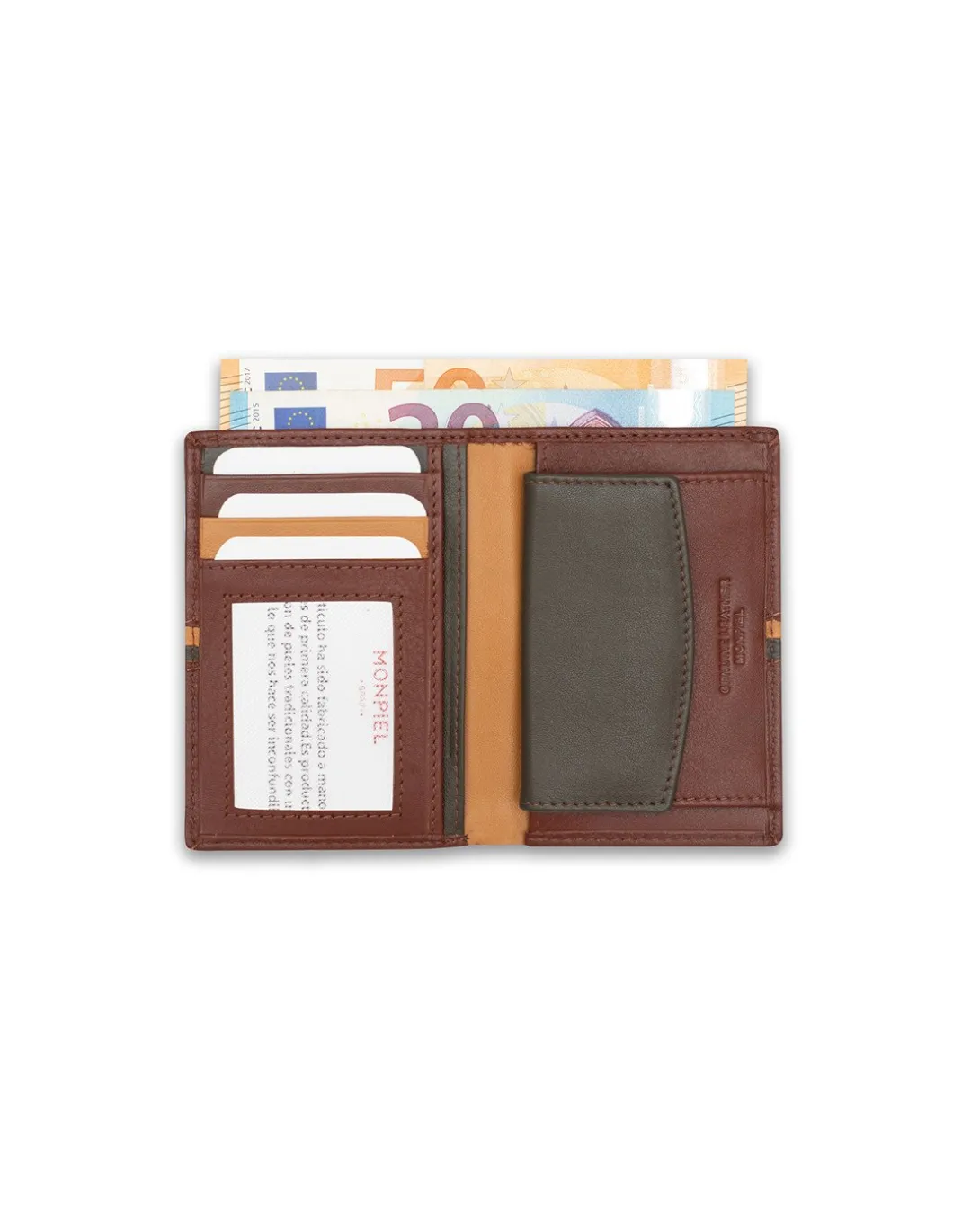 MONPIEL Billetero con Monedero Dentro Rayas a Color*Hombre Carteras Hombre Piel