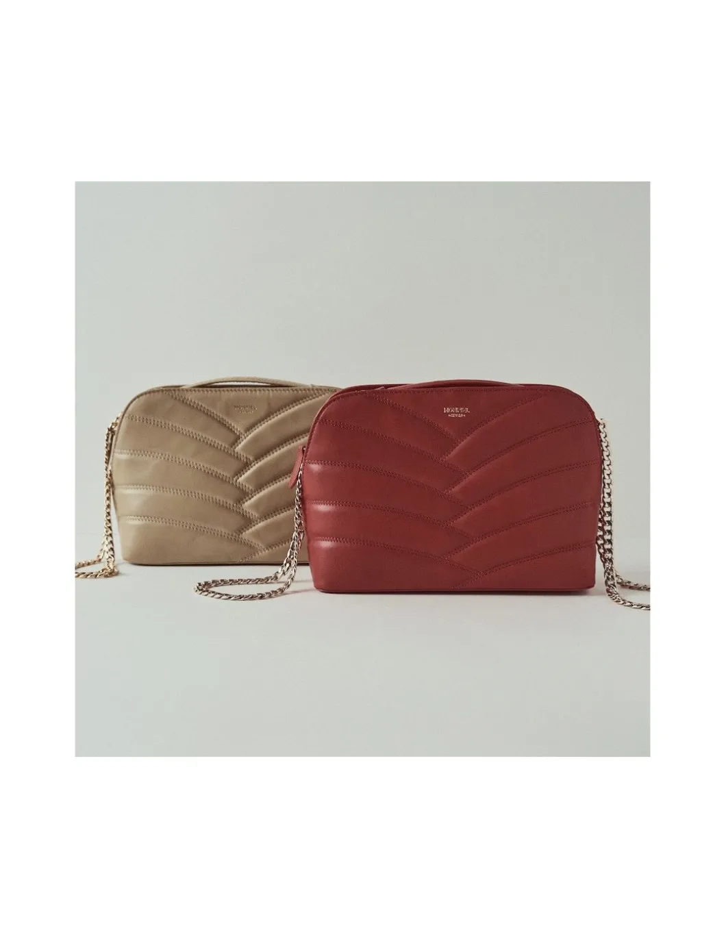 MONPIEL Bolso Acolchado de Piel con Cadena Oro*Mujer Bolsos De Piel Medianos|Bolsos Piel Mujer