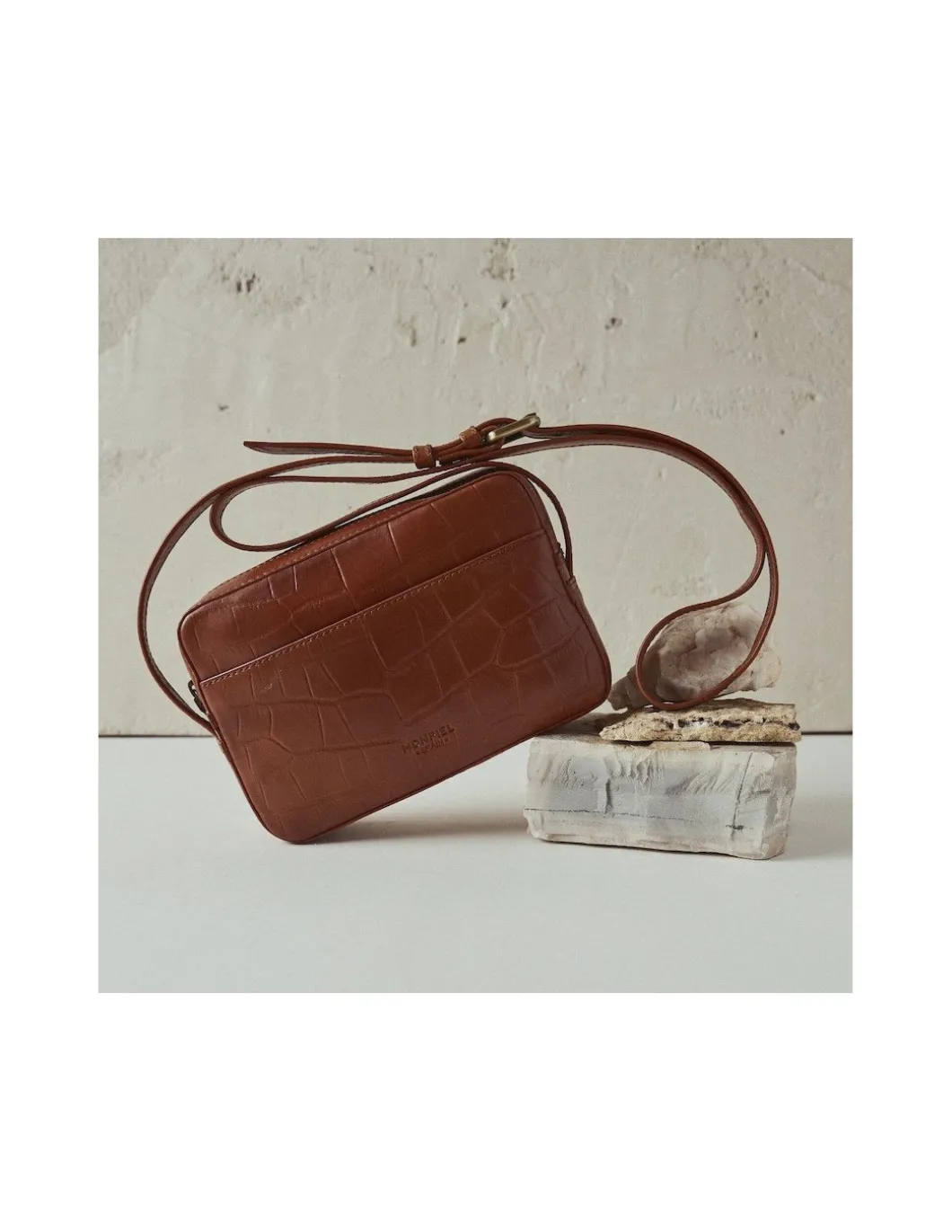 MONPIEL Bolso Bandolera de Piel Coco*Mujer Bolsos De Piel Pequeños|Bolsos Piel Mujer