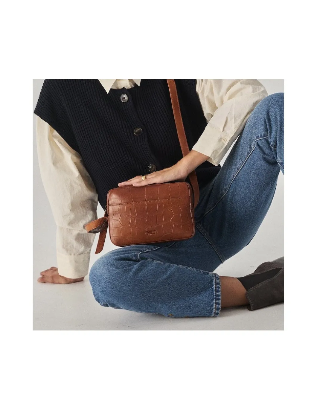 MONPIEL Bolso Bandolera de Piel Coco*Mujer Bolsos De Piel Pequeños|Bolsos Piel Mujer