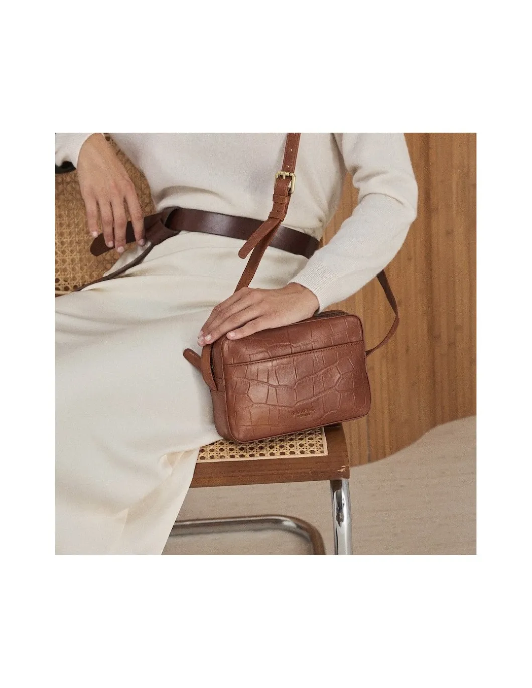 MONPIEL Bolso Bandolera de Piel Coco*Mujer Bolsos De Piel Pequeños|Bolsos Piel Mujer