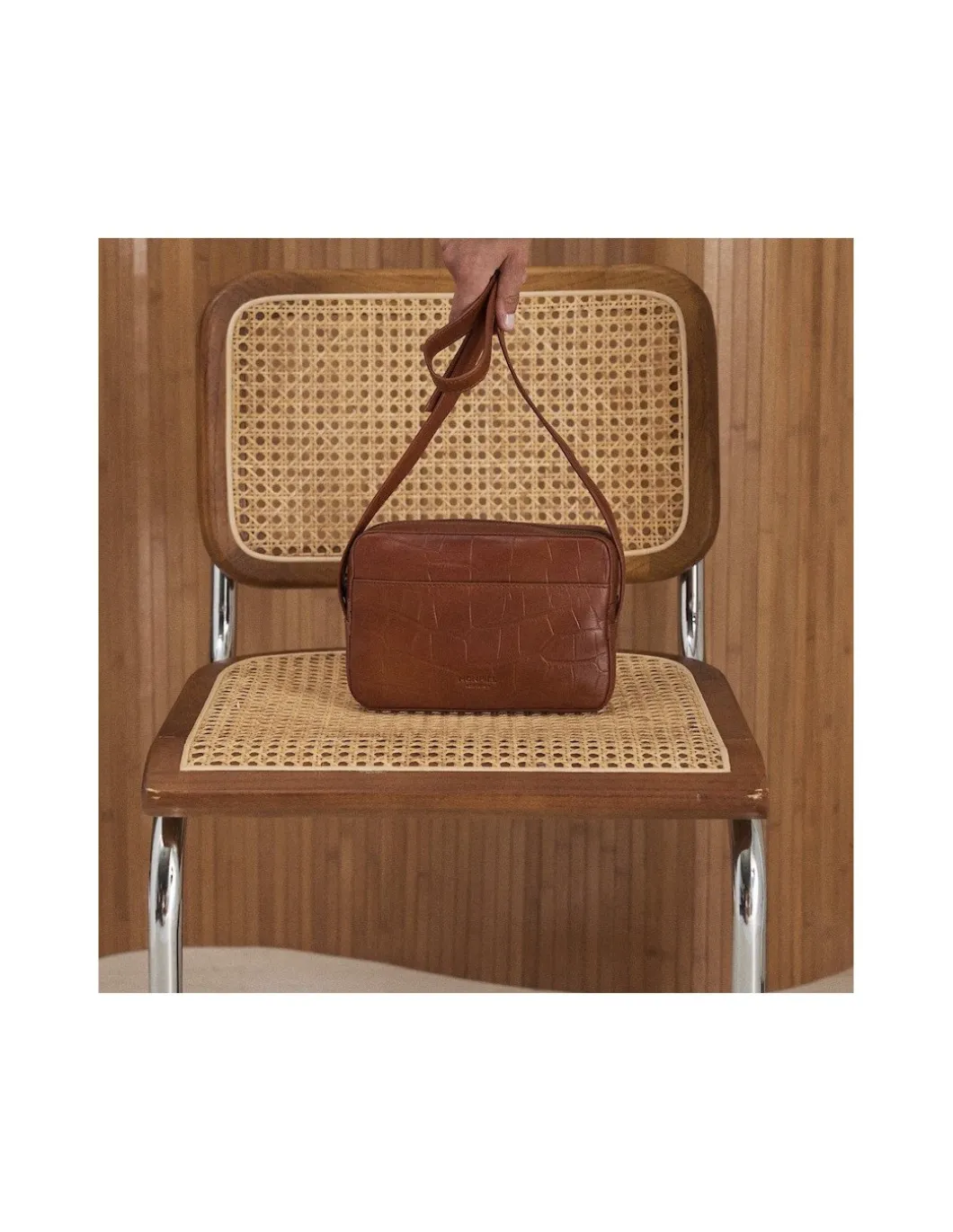 MONPIEL Bolso Bandolera de Piel Coco*Mujer Bolsos De Piel Pequeños|Bolsos Piel Mujer