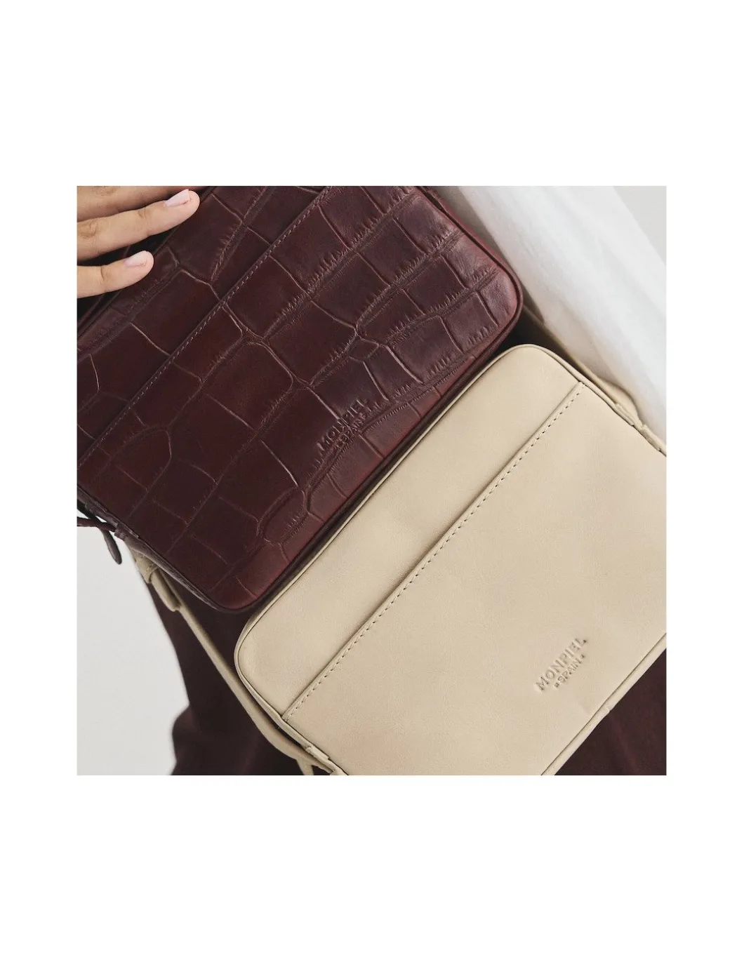 MONPIEL Bolso Bandolera de Piel Coco*Mujer Bolsos De Piel Pequeños|Bolsos Piel Mujer