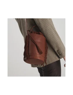 MONPIEL Bolso de Cubo de piel con Flecos Grande Roma*Mujer Bolsos De Piel Grandes|Bolsos Piel Mujer
