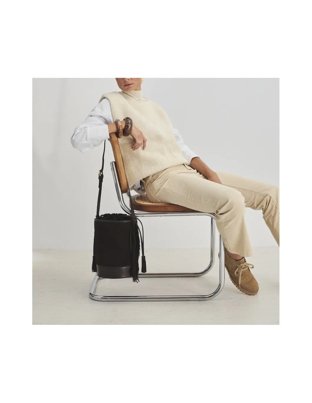 MONPIEL Bolso de Cubo de piel con Flecos Grande Roma*Mujer Bolsos De Piel Grandes|Bolsos Piel Mujer