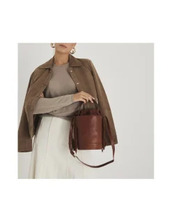 MONPIEL Bolso de Cubo de piel flecos Pequeno Roma*Mujer Bolsos De Piel Pequeños|Bolsos Piel Mujer
