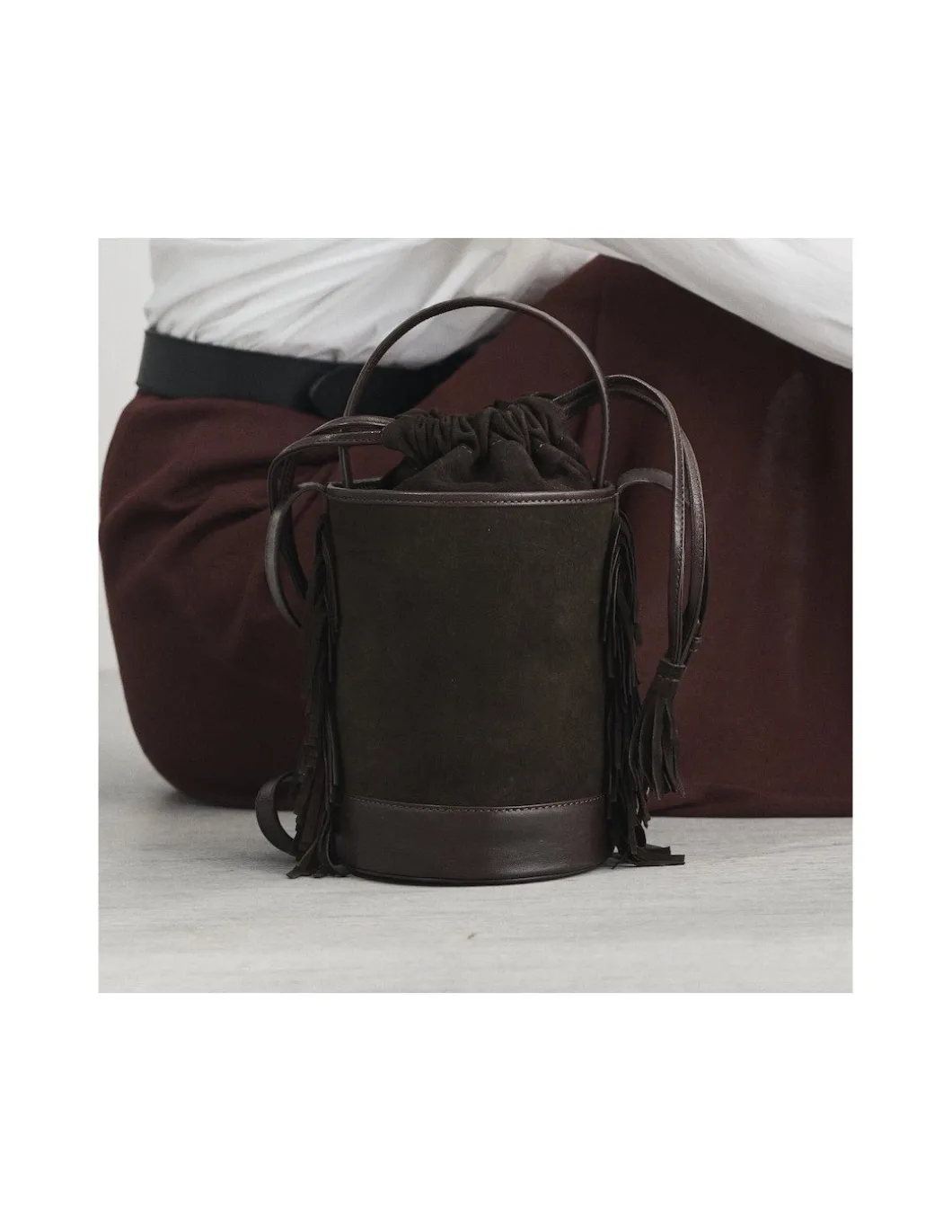 MONPIEL Bolso de Cubo de piel flecos Pequeno Roma*Mujer Bolsos De Piel Pequeños|Bolsos Piel Mujer