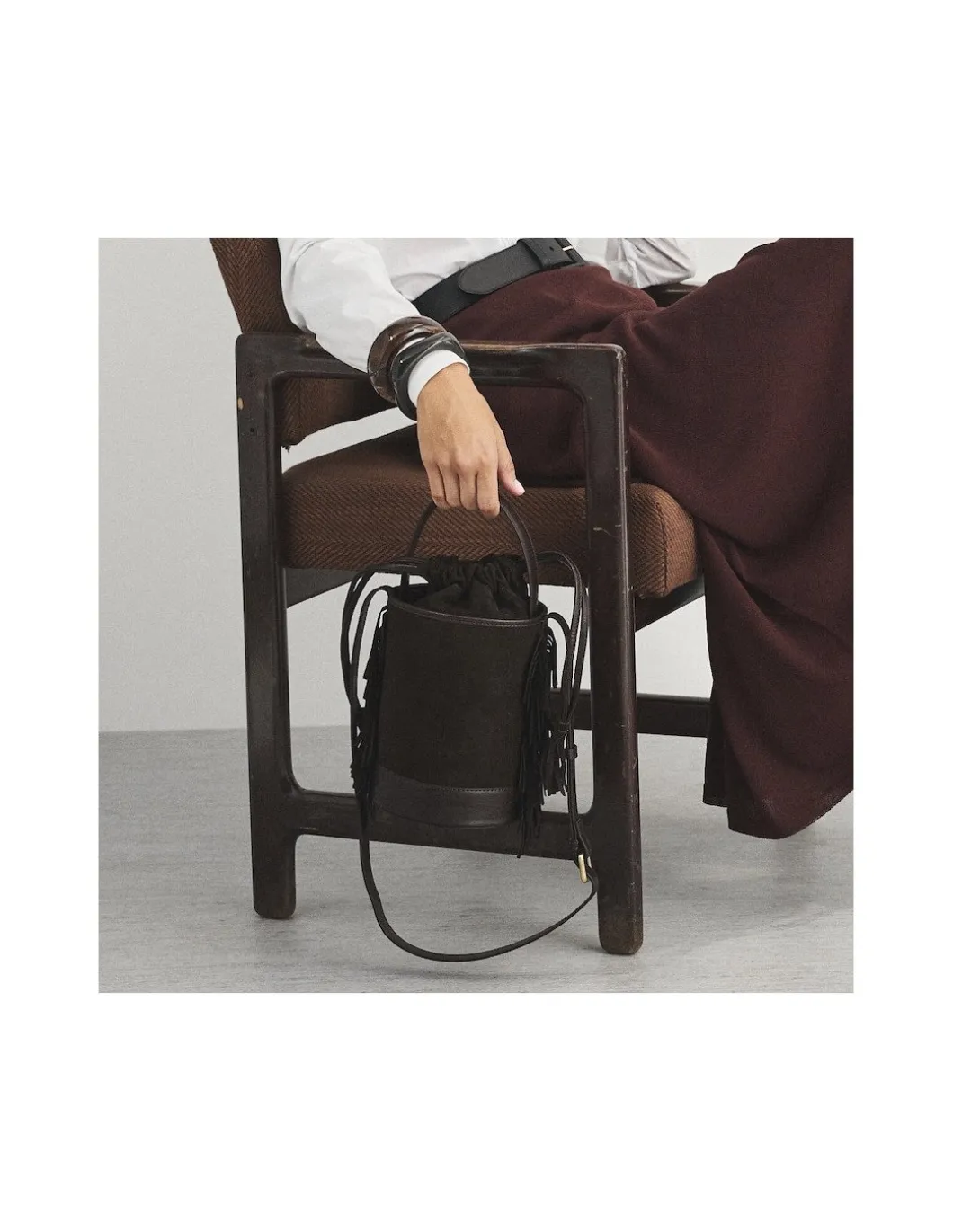 MONPIEL Bolso de Cubo de piel flecos Pequeno Roma*Mujer Bolsos De Piel Pequeños|Bolsos Piel Mujer