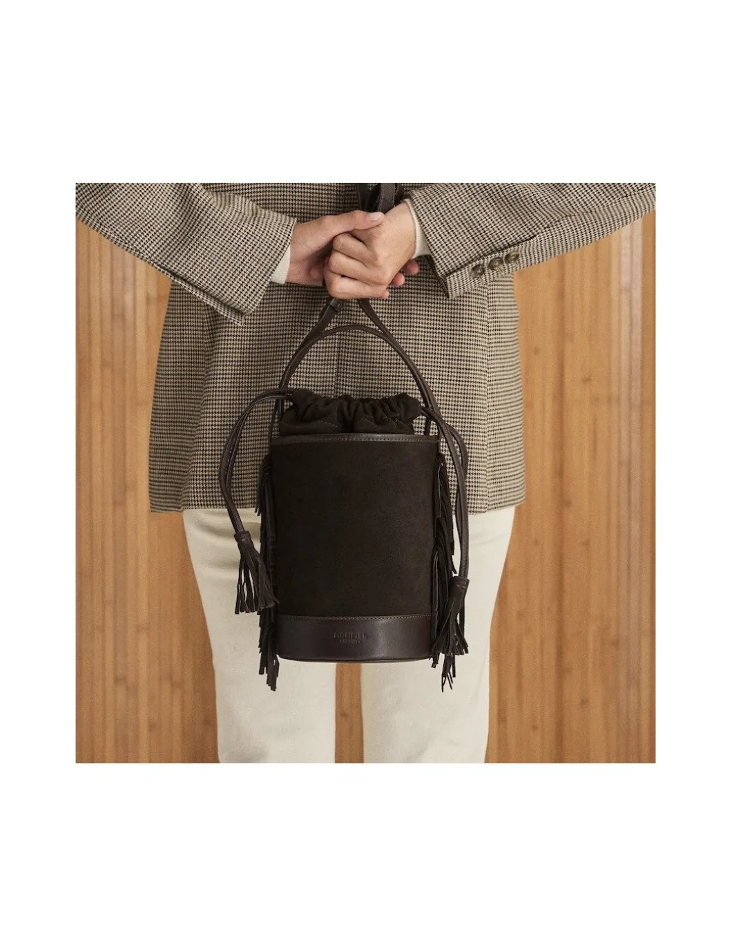 MONPIEL Bolso de Cubo de piel flecos Pequeno Roma*Mujer Bolsos De Piel Pequeños|Bolsos Piel Mujer