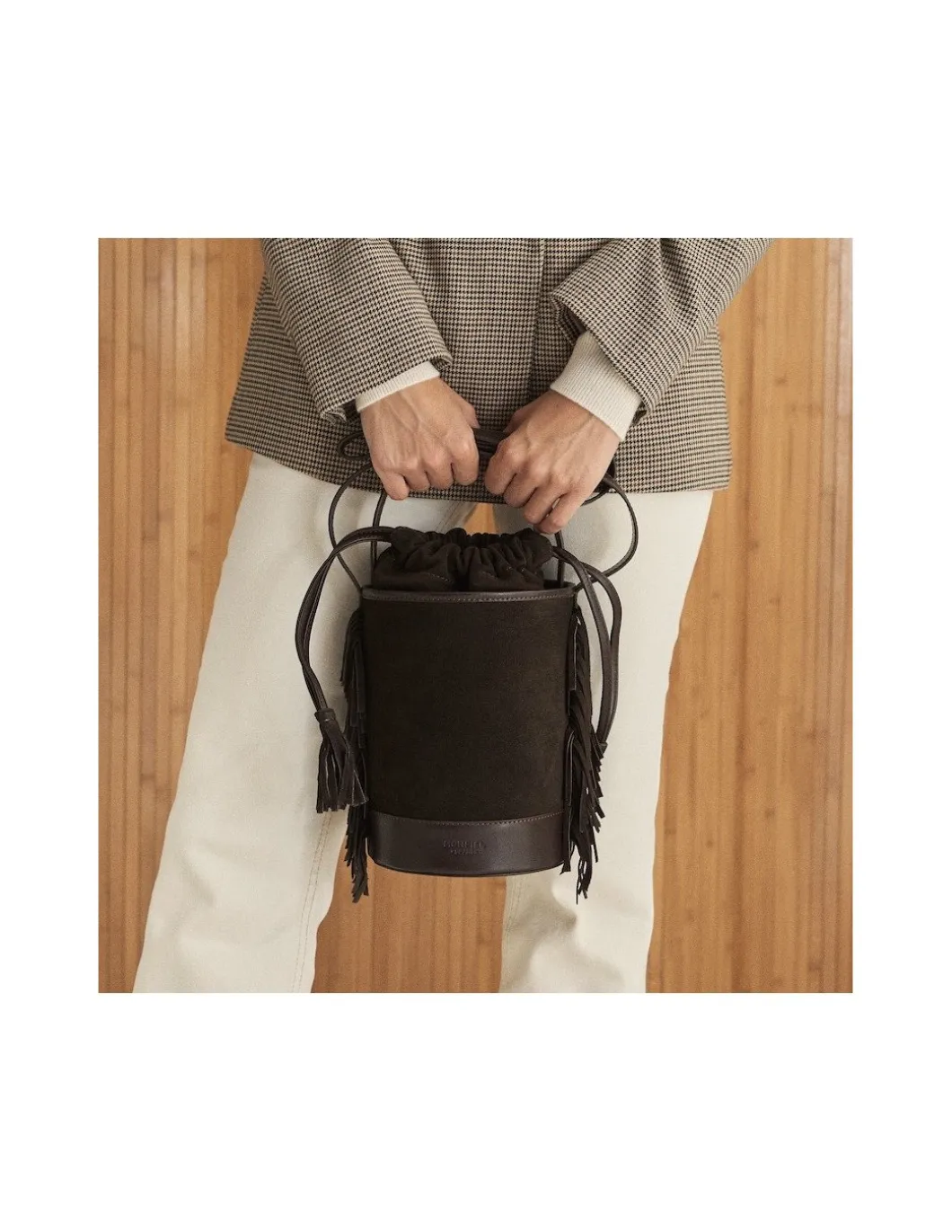 MONPIEL Bolso de Cubo de piel flecos Pequeno Roma*Mujer Bolsos De Piel Pequeños|Bolsos Piel Mujer