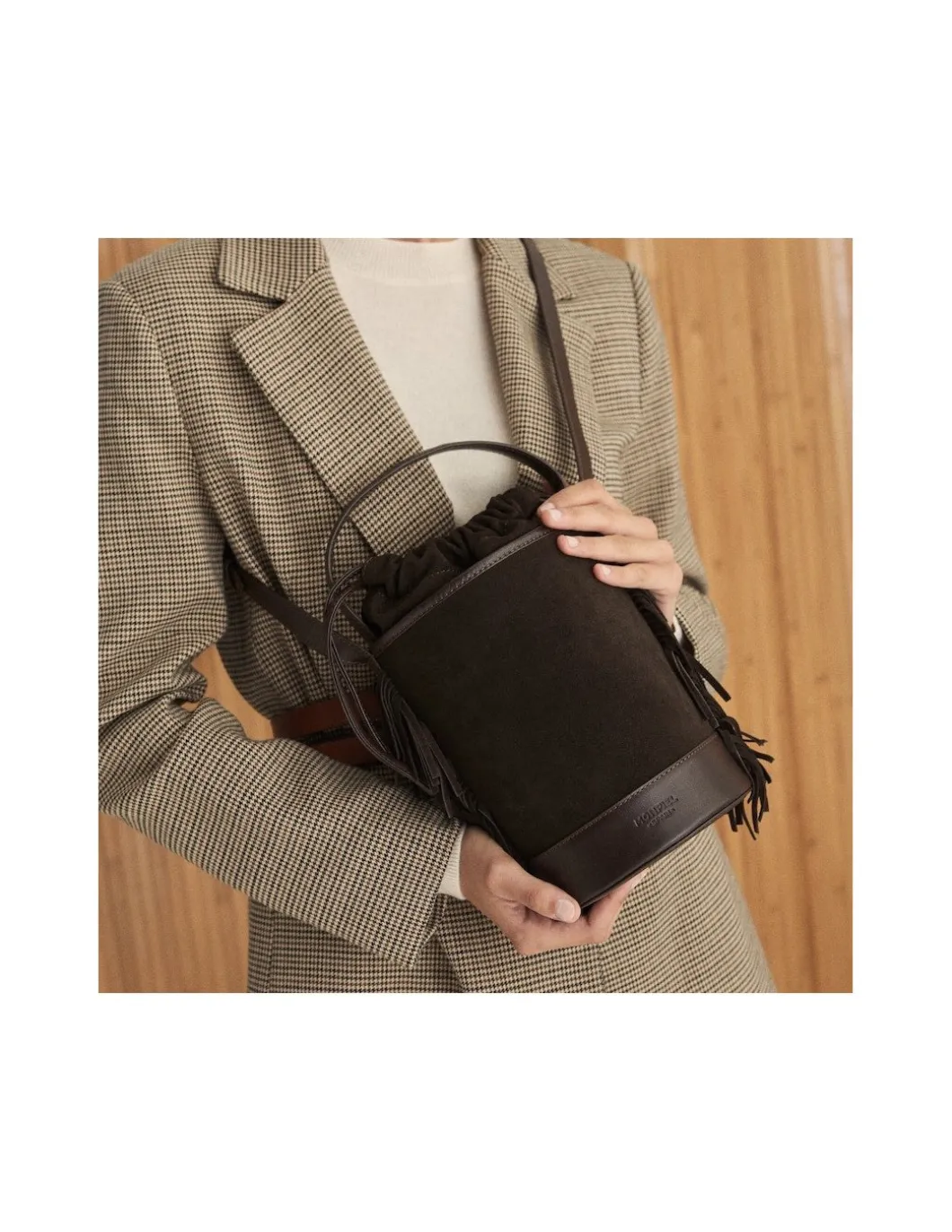 MONPIEL Bolso de Cubo de piel flecos Pequeno Roma*Mujer Bolsos De Piel Pequeños|Bolsos Piel Mujer