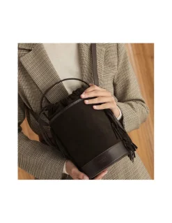 MONPIEL Bolso de Cubo de piel flecos Pequeno Roma*Mujer Bolsos De Piel Pequeños|Bolsos Piel Mujer