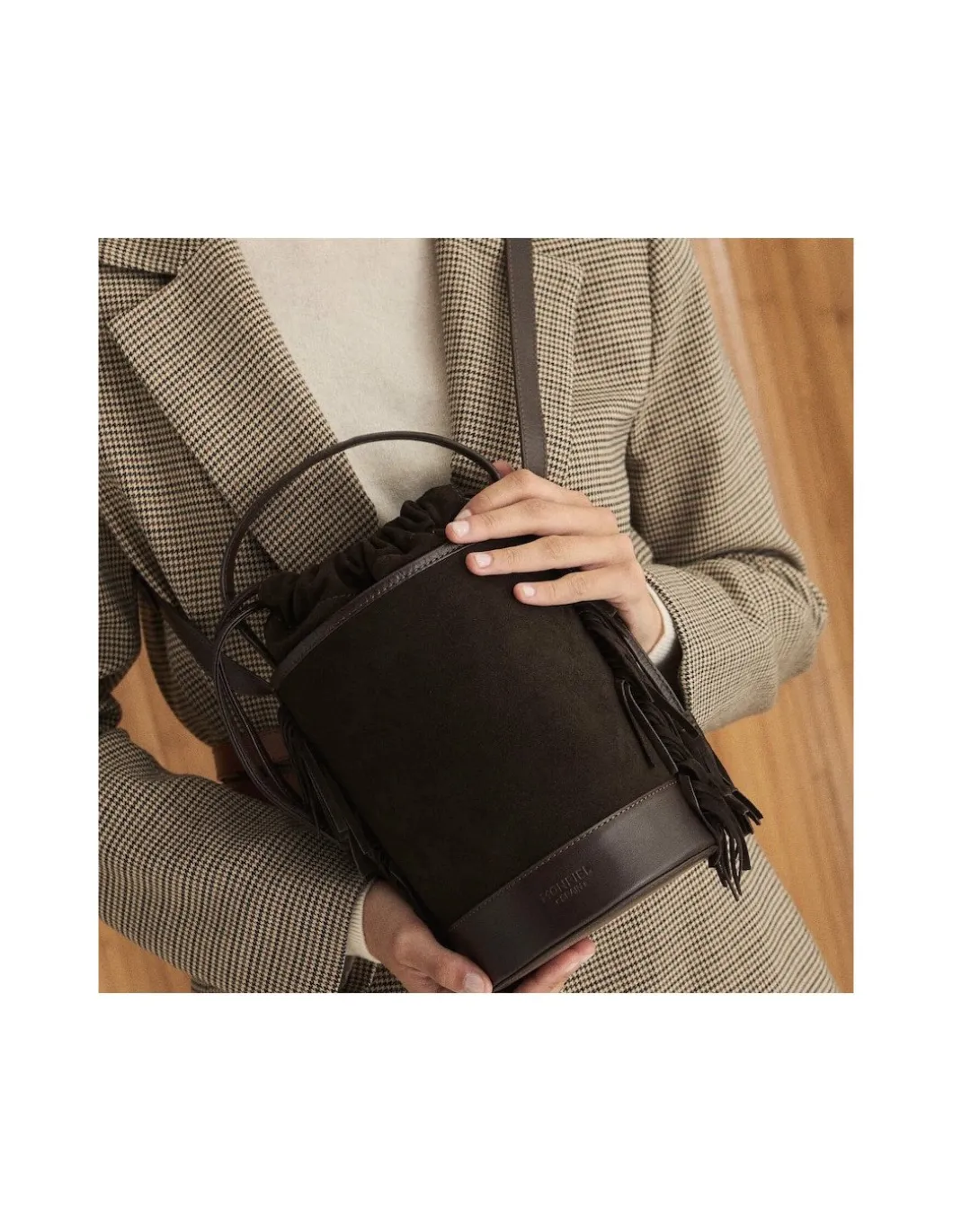 MONPIEL Bolso de Cubo de piel flecos Pequeno Roma*Mujer Bolsos De Piel Pequeños|Bolsos Piel Mujer