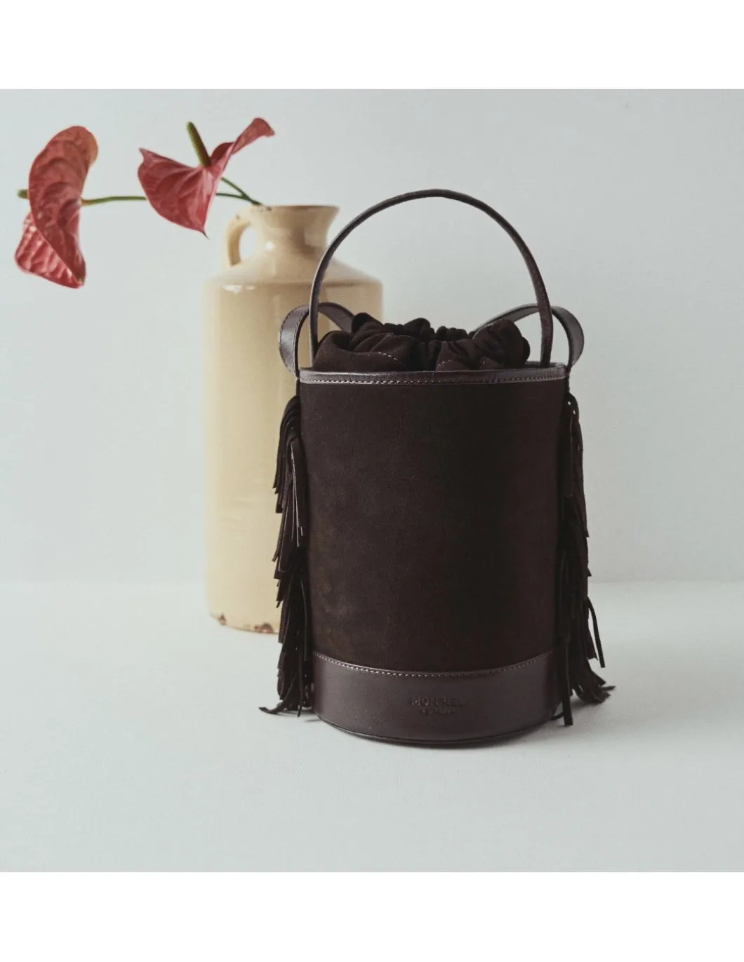 MONPIEL Bolso de Cubo de piel flecos Pequeno Roma*Mujer Bolsos De Piel Pequeños|Bolsos Piel Mujer