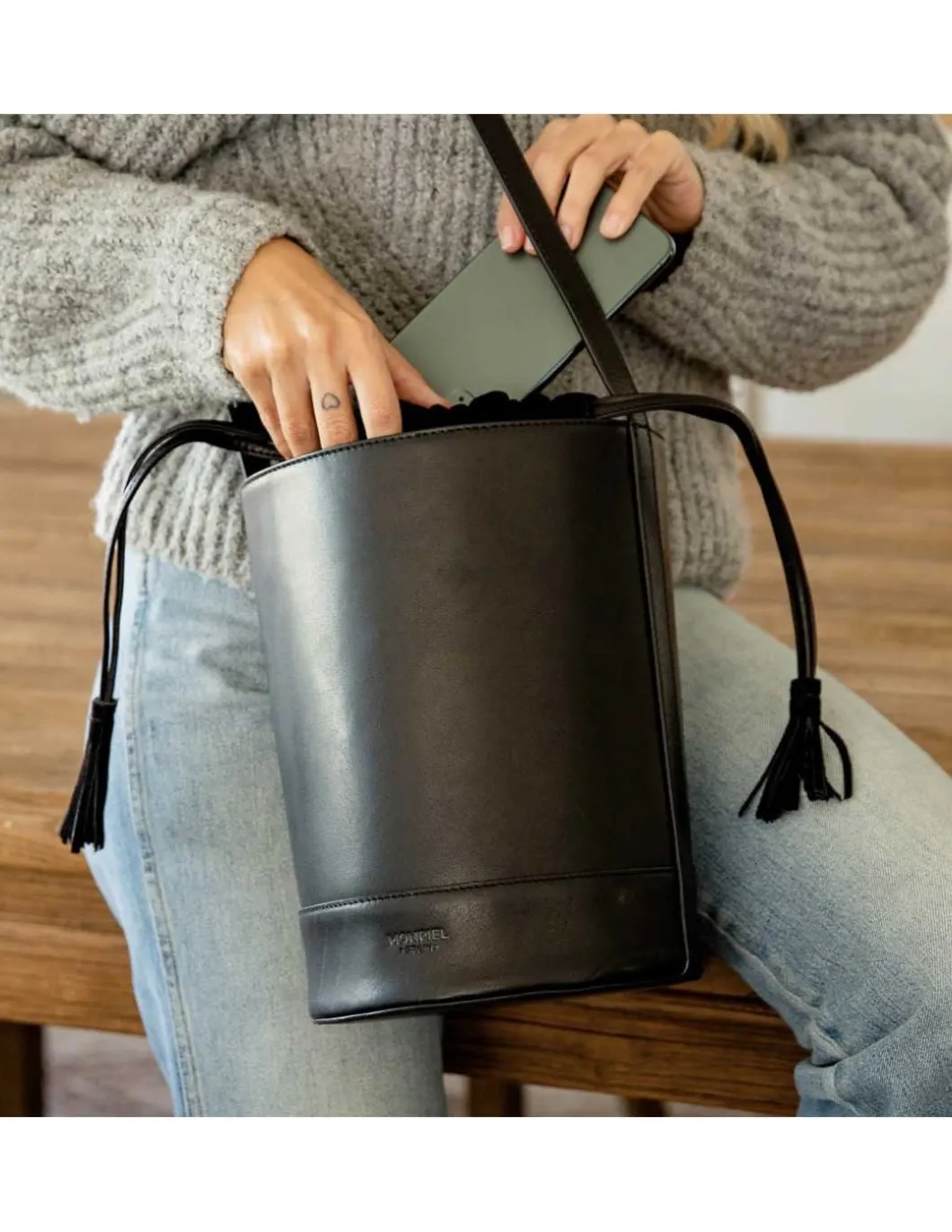 MONPIEL Bolso Redondo Cubo*Mujer Bolsos De Piel Grandes|Bolsos Piel Mujer
