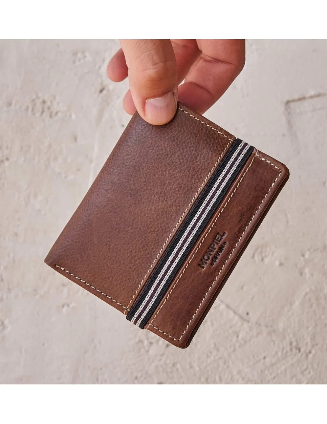 MONPIEL Cartera Billetera con Monedero Goma*Hombre Carteras Hombre Piel