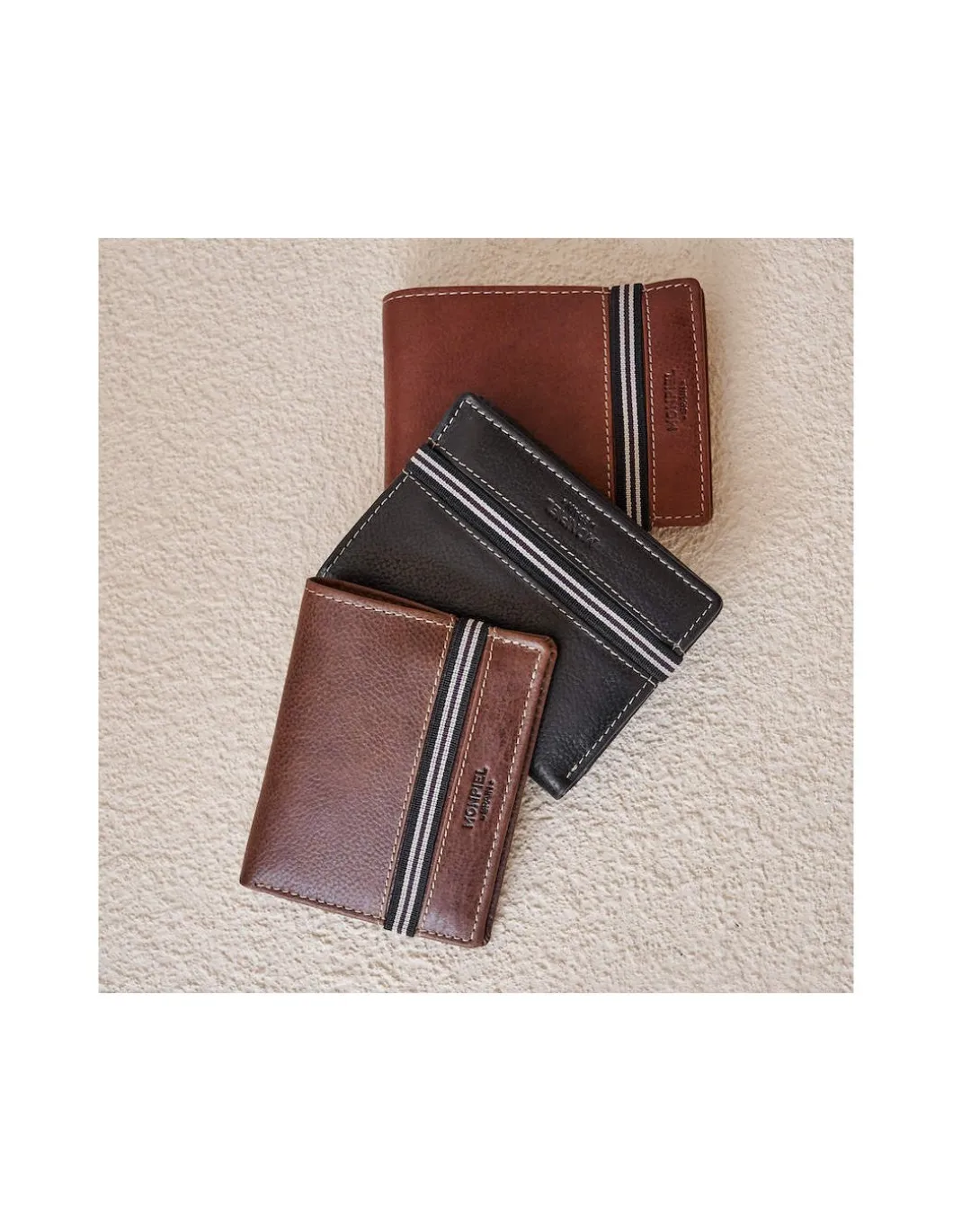 MONPIEL Cartera Billetera con Monedero Goma*Hombre Carteras Hombre Piel