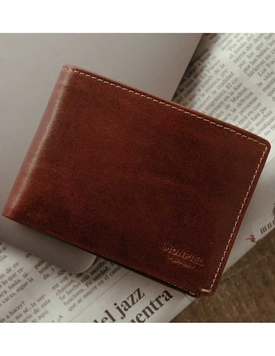 MONPIEL Cartera de cuero hombre Americano Mini*Hombre Carteras Hombre Piel