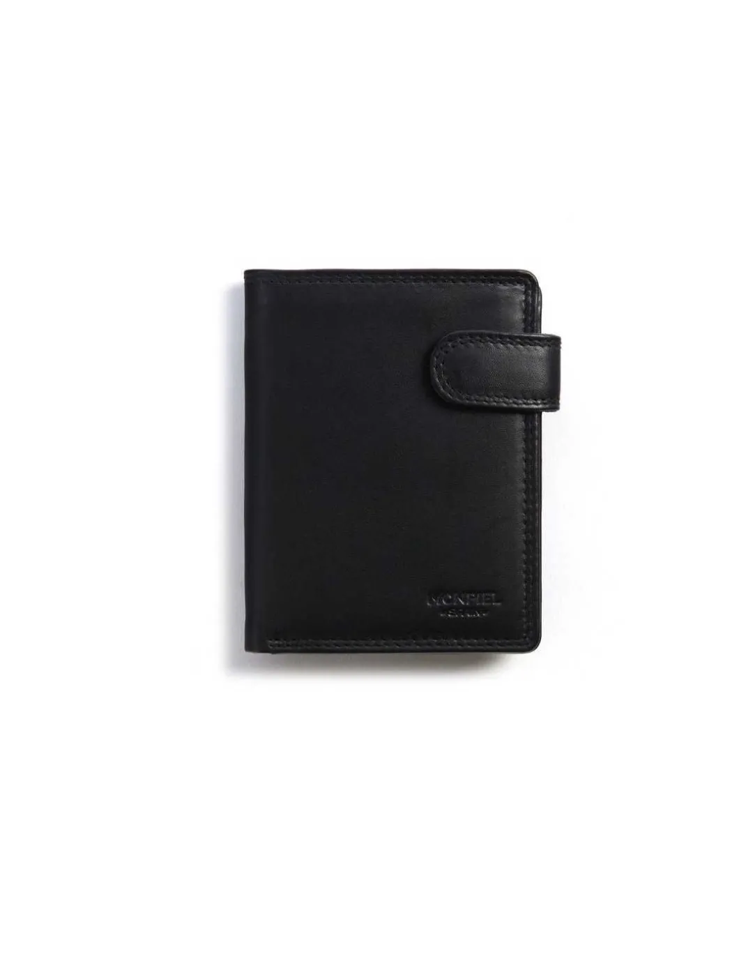 MONPIEL Cartera doble costura con Broche y Monedero Trasero Sky*Hombre Carteras Hombre Piel