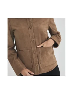 MONPIEL Chaqueta de Piel Mujer Botones Forrados*Mujer Chaquetas De Cuero Mujer