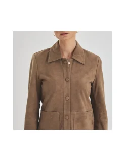 MONPIEL Chaqueta de Piel Mujer Botones Forrados*Mujer Chaquetas De Cuero Mujer