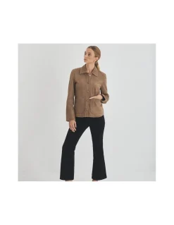 MONPIEL Chaqueta de Piel Mujer Botones Forrados*Mujer Chaquetas De Cuero Mujer