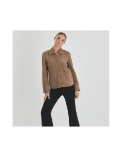 MONPIEL Chaqueta de Piel Mujer Botones Forrados*Mujer Chaquetas De Cuero Mujer