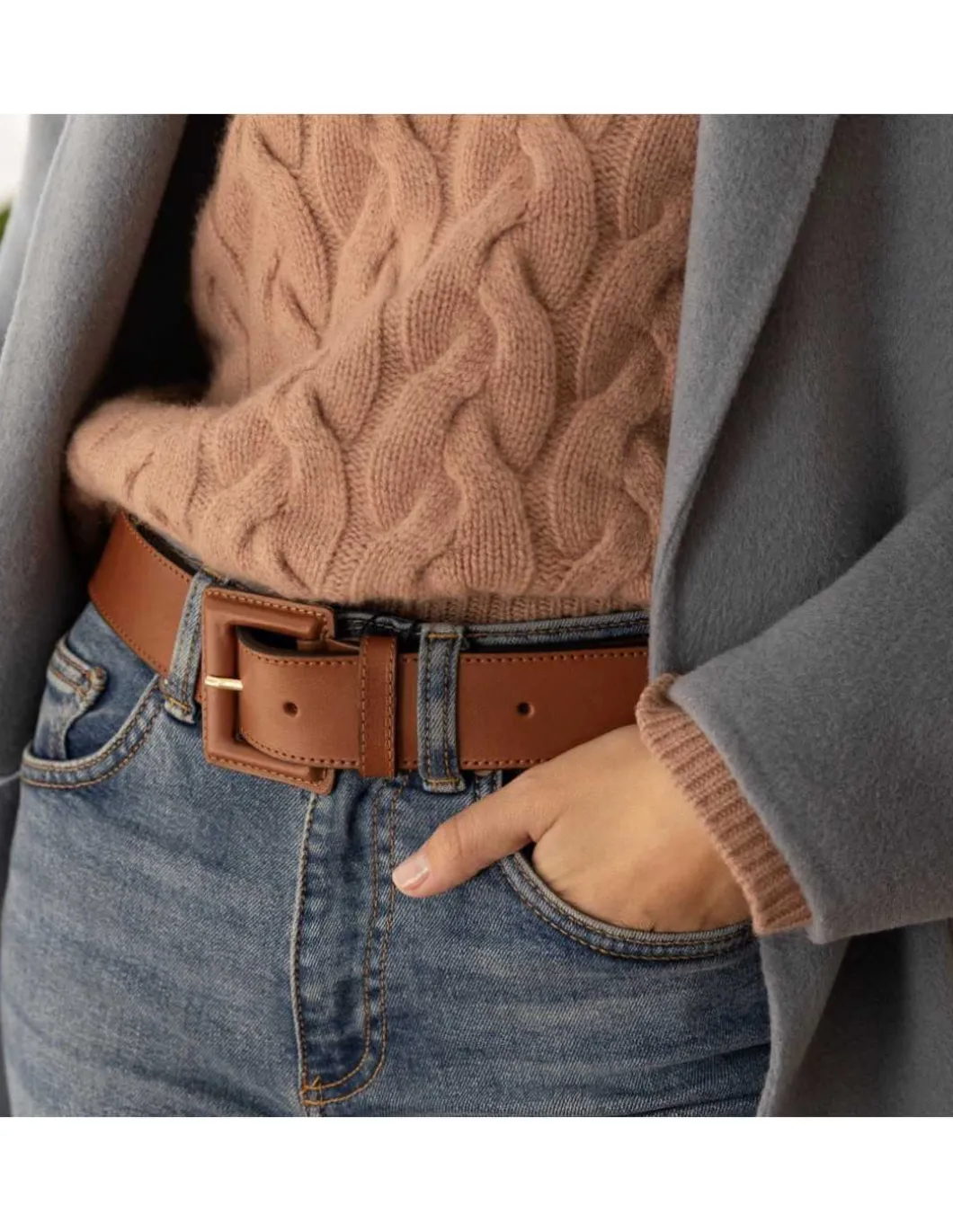 MONPIEL Cinturon ancho mujer de piel hebilla forrada*Mujer Cinturones Piel Mujer