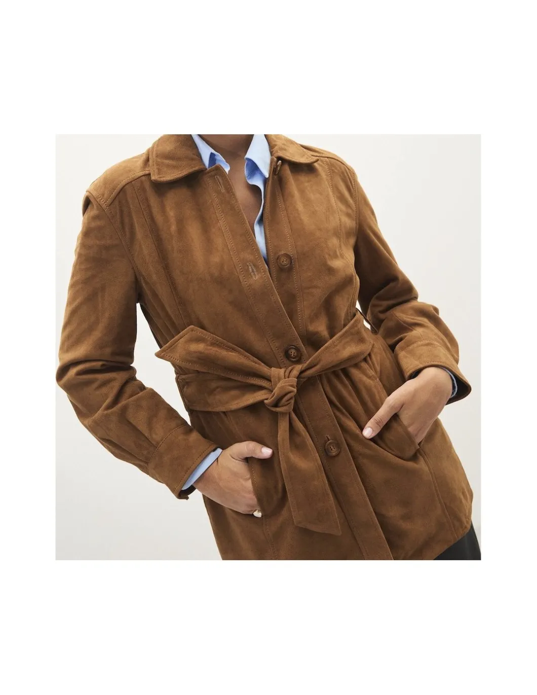 MONPIEL Trench de Ante*Mujer Chaquetas De Cuero Mujer