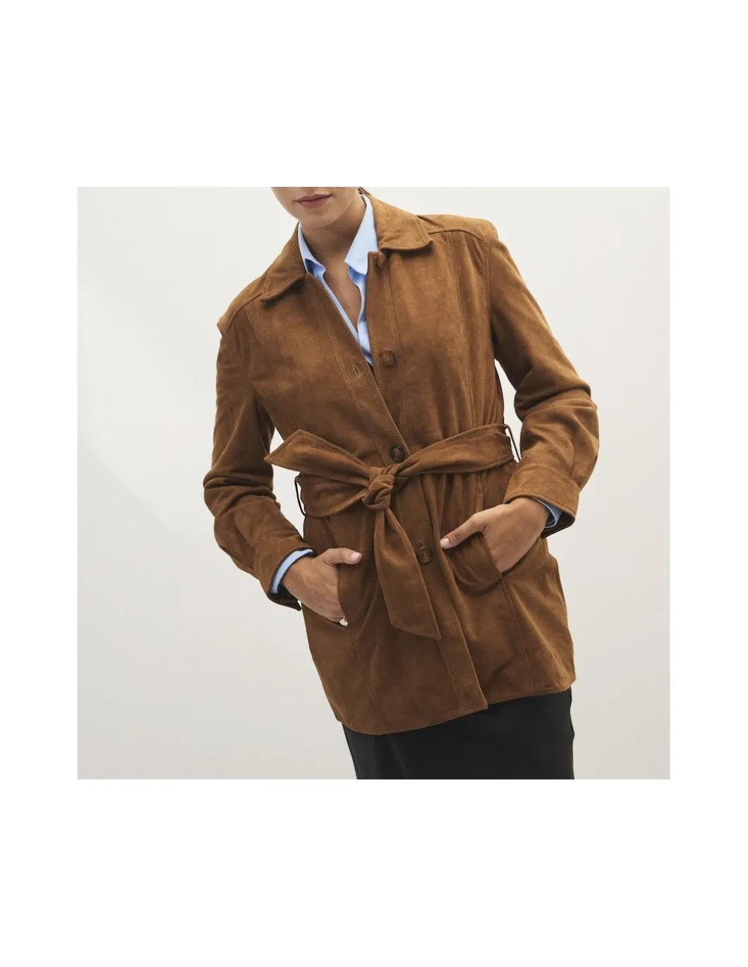 MONPIEL Trench de Ante*Mujer Chaquetas De Cuero Mujer