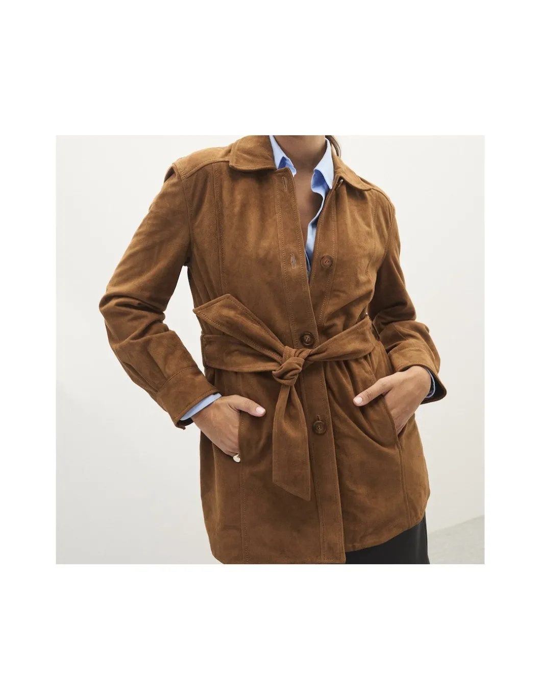 MONPIEL Trench de Ante*Mujer Chaquetas De Cuero Mujer