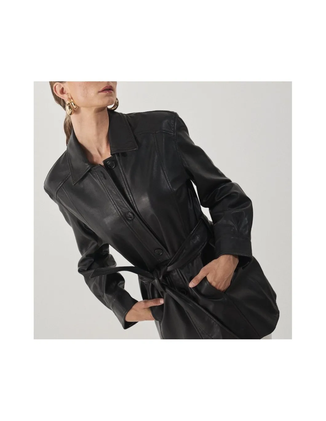 MONPIEL Trench de Cuero Negra*Mujer Chaquetas De Cuero Mujer
