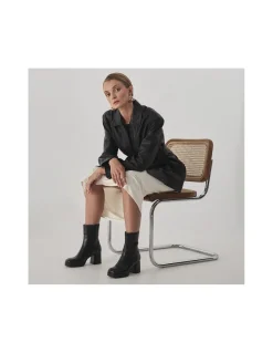 MONPIEL Trench de Cuero Negra*Mujer Chaquetas De Cuero Mujer