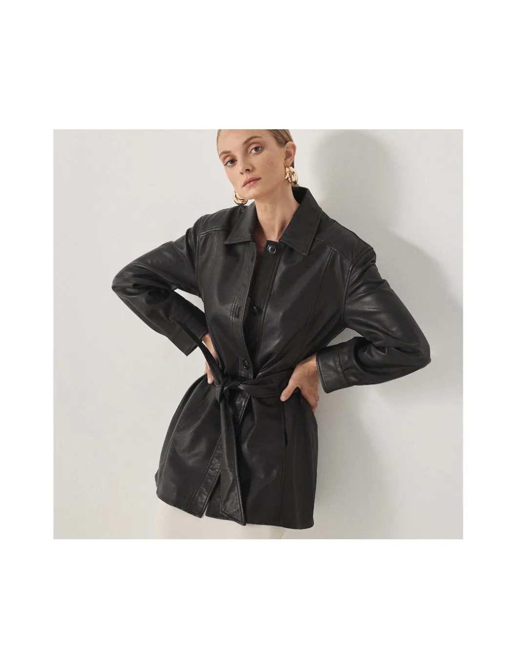 MONPIEL Trench de Cuero Negra*Mujer Chaquetas De Cuero Mujer