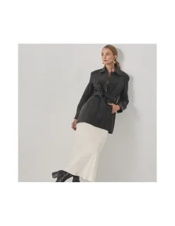 MONPIEL Trench de Cuero Negra*Mujer Chaquetas De Cuero Mujer