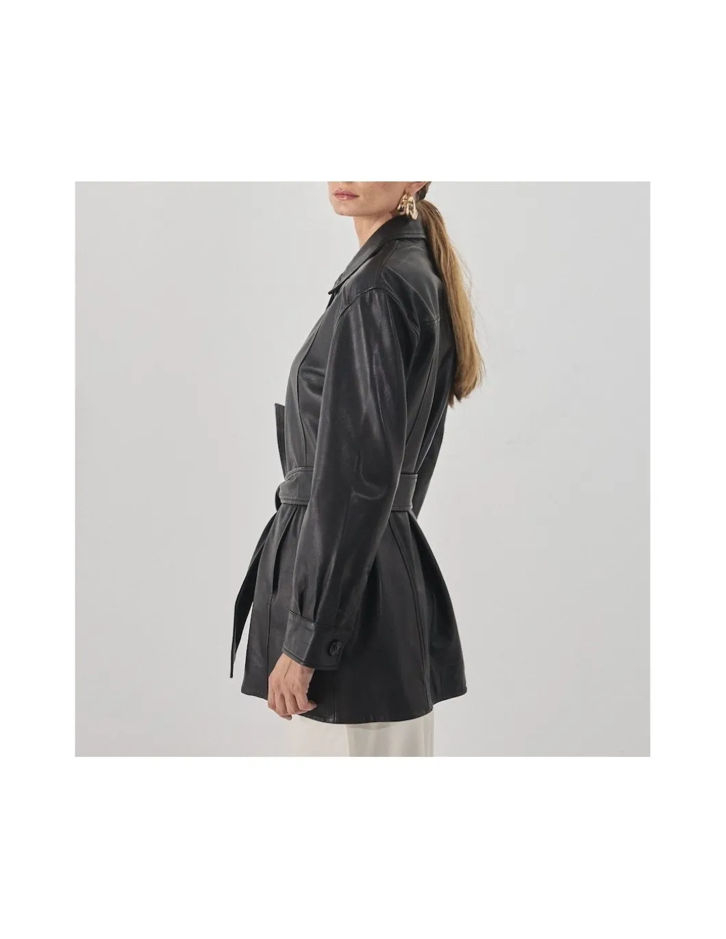 MONPIEL Trench de Cuero Negra*Mujer Chaquetas De Cuero Mujer